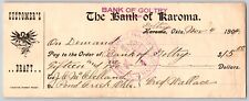 Karoma / Goltry, Oklahoma Territorial 1904 Bank Check Scarce picture