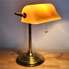 Bankers Lamp Amber Glass Shade Vintage Antique Desk Table Piano Library Light 14 picture