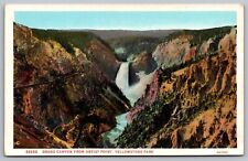 Yellowstone National Park Wyoming Artist Point Scenic Landscape WB Postcard picture