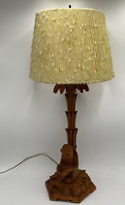 One of Kind 1940's Original Handcarved Chimpanzee Table Lamp Chenille Shade 26