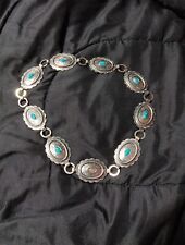 Vintage Silver Turquoise Concho Belt Signed Sanford  picture