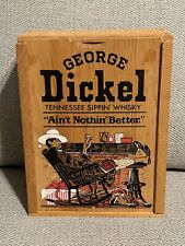 RARE George Dickel Tennessee Whiskey Empty Wood Sliding Lid Box Man Dog Barware picture