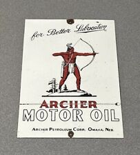 VINTAGE 12” ARCHER MOTOR OIL PORCELAIN SIGN CAR GAS TRUCK picture