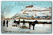 1908 Winter Scene on the St. Lawrence Quebec Canada Horse Sleigh Postcard picture