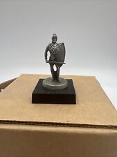 Franklin Mint Small Pewter Hood Ornament - STERNS -KNIGHT - 1983 -On Wooden Base picture