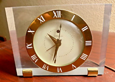 VINTAGE 1940’s Art Deco TELECHRON Solid Lucite & Brass Electric Clock  picture