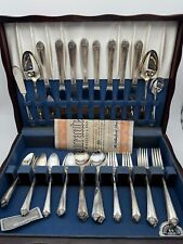 52 Pcs Roger’s Bros STARLIGHT 1950 Silverware Set For 8 In Wood Chest picture