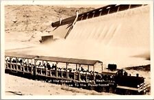 Real Photo Postcard The Toonerville Trolley at the Grand Coulee Dam, Washington picture