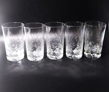 5 American Brilliant Cut Crystal Highball Glasses Tumblers Antique ABP 5.5
