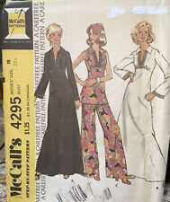 McCall's 4295 Vintage Pattern Women 10 Long Short Tunic Bell Bottom Pant 70's picture