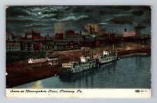 Pittsburgh PA-Pennsylvania, Moonlight Monongahola River, c1909 Vintage Postcard picture