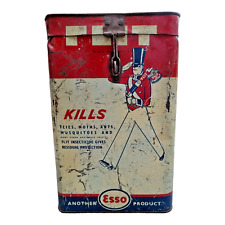 Original Vintage Old Antique Rare Esso Flit Oil Big Fine Litho. Tin Box Gallon picture