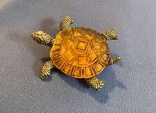 Turtle Brooch Shell Square Amber Stones Vintage Beautiful picture