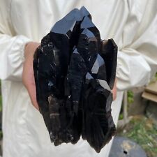 3.7lb Large Natural Black Smoky Quartz Crystal Cluster Rough Mineral Specimen picture