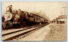 Postcard Passenger Train #494/454? at Depot (printing line) c1908-1924 RPPC F101 picture