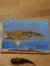 Pastel painting of the prehistoric dunkleosteus, comes with mini figure picture