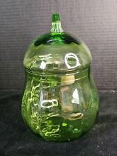 Vintage Green Empoli Glass  Optic Pear Lidded Jar Marked MADE IN italy picture
