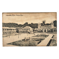 Aguadilla Puerto Rico Plaza Postcard c1910 Antique Street Market & Church A4478 picture