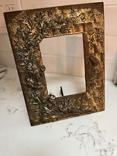 Rare Antique Floral Heavy BRASS 8 X 10” PICTURE/PHOTO FRAME WITH STAND picture
