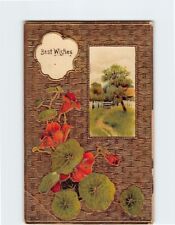 Postcard Best Wishes with Nature Scenery Embossed Card picture