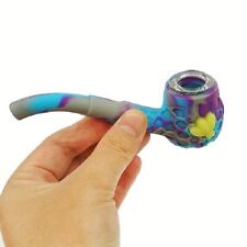 Silicone Smoking Pipe, Classic Vintage Silicone Tobacco Pipes with 9 Hole Glass picture