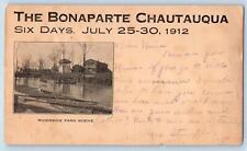 Bonaparte Iowa Postcard Riverside Park Scene Bonaparte Chautauqua 1912 Antique picture