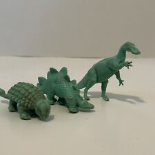 70s Lot 3 Marx Trachodon Ankylosaurus Mint Green Prehistoric Plastic Dinosaurs picture