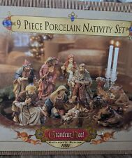 Vtg 1999 Grandeur Noel Collectors Edition 9 Piece Porcelain Nativity Set Large picture