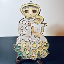 Vtg Wall Plaque Flower Madonna, St Andrew's Priory Ceramic Wall Art 1973 - 8