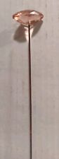 Antique Faceted Pink Glass Hatpin Art Deco Pink Oblong Stone Gem Pin 8 1/4