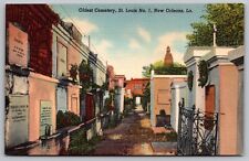 Oldest Cemetery St Louis No 1 New Orleans La Louisianna Linen Postcard picture