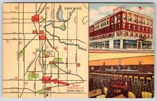 1943 HOTEL THOMAS CHICAGO IL STREET MAP INTERIOR BAR LINCOLN & DIXIE HWYS MEET picture