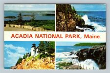 Acadia National Park, Bass Harbor Lighthouse, Coast Vintage Maine c1970 Postcard picture