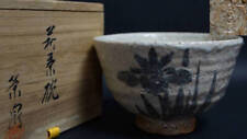 Watanabe Eisei Hagi Chawan with Colored Iris Design - Rare and Exquisite picture