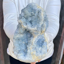 6.3LB Natural Raw Blue Celestite Crystal Quartz Cluster Geode Specimen Home Dec picture