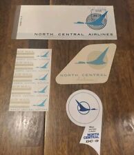 Vintage NORTH CENTRAL AIRLINES 1968 Lot Ticket Air Mail Sticker Luggage Label picture
