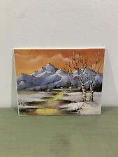 Vintage Painted Tile Mountain Landscape 8x10 picture