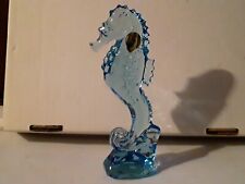 RARE VTG WATERFORD CRYSTAL OCEAN BLUE SEAHORSE FIGURINE WATERFORD CRYSTAL  picture