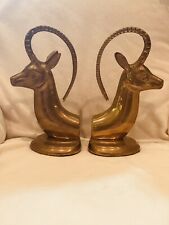 Large Pair Mid 20th Century Brass Ibex Bookends picture