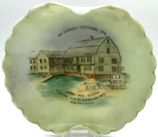 Merry Den Tavern Painted Milk Glass Commemorative Plate Meriden Centennial 1906 picture