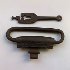 1850's Iron padlock or lock key TRICK or PUZZLE BARBED SPRING Old or antique. picture