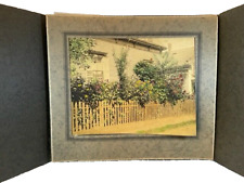 Home Fence Photo Vintage Color Added in Orig Frame 9 X 7.5 in small town picture