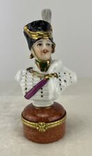 Vintage Limoges Handpainted French Soldier Trinket Box In Excellent Condition picture