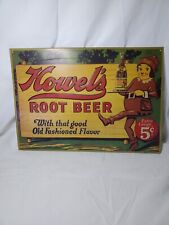 Howel's Root Beer Vintage Embossed Metal Retro Sign Extra Large 5 Cents EUC  picture