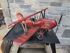 Vintage Red Baron Bi-Plane Fighter Pilot Wood Carved picture
