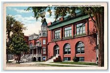 c1940s Masonic Temple And Masonic Club Port Huron Michigan MI Unposted Postcard picture
