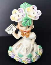 Vintage 1956 Napco May Angel Figurine Pansy Flower of the Month MCM picture