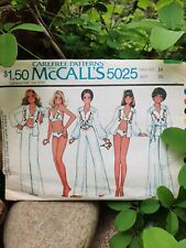 VTG 1976  McCall's Bathing Suit Bikini Bell Bottoms Shirt 14 Sewing Pattern 4054 picture