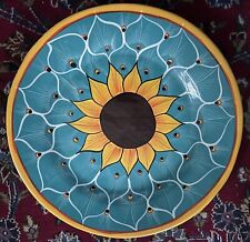 Mexican hand painted pottery plate sunflower design, extra large 16