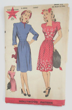 Vintage 1940s Hollywood Pattern #1497 Women's Dress Size 12 Bust 33 picture